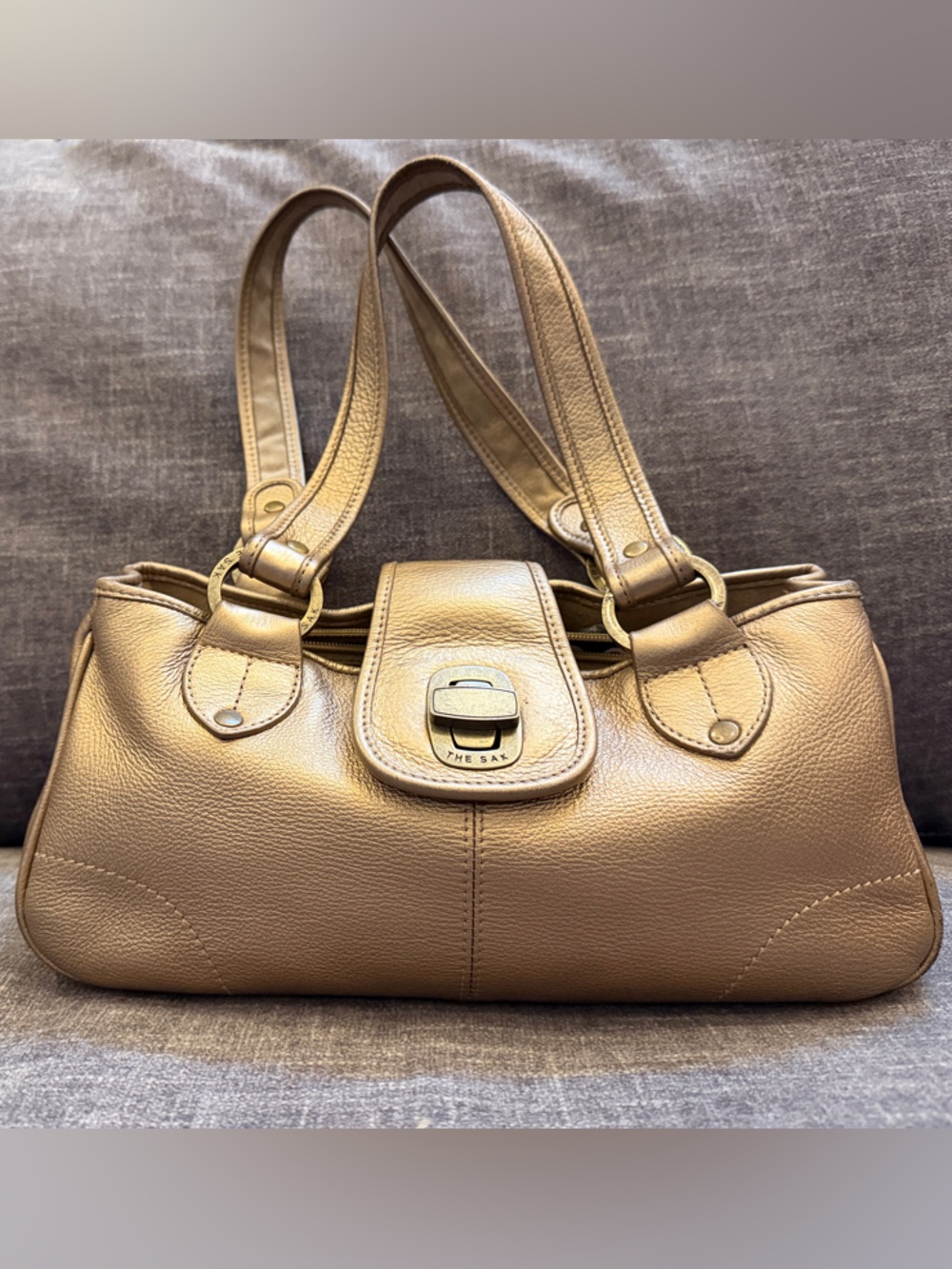The Sak Metallic Gold Leather Shoulder Bag GUC